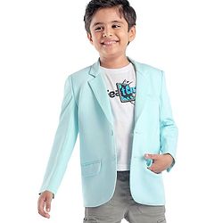 Babyhug Full Sleeves Party Wear Blazer with Graphic Printed T-Shirt - Mint Blue