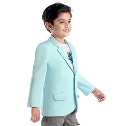 Babyhug Full Sleeves Party Wear Blazer with Graphic Printed T-Shirt - Mint Blue