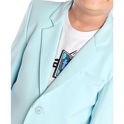 Babyhug Full Sleeves Party Wear Blazer with Graphic Printed T-Shirt - Mint Blue