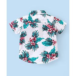 Babyhug Cotton Woven Half Sleeves Shirt & Shorts Set Floral Print - Green & White