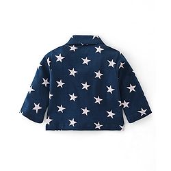 Babyhug Cotton Knit Full Sleeves Night Suit With Star Print - Navy Blue