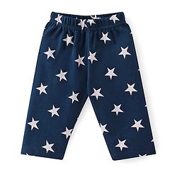 Babyhug Cotton Knit Full Sleeves Night Suit With Star Print - Navy Blue