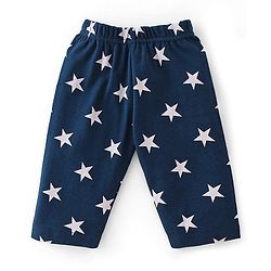 Babyhug Cotton Knit Full Sleeves Night Suit With Star Print - Navy Blue