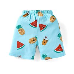 Babyhug Single Jersey Cotton Knit Half Sleeves Fruity Print Night Suit - Blue