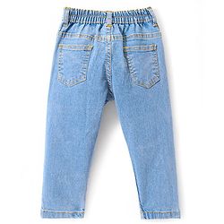 Babyhug Denim Washed Full Length Jeans With Stretch Solid Colour - Medium Blue
