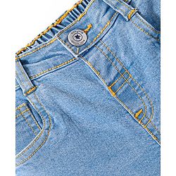 Babyhug Denim Washed Full Length Jeans With Stretch Solid Colour - Medium Blue