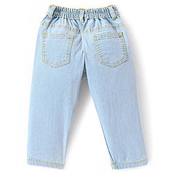 Babyhug Denim Washed Full Length Jeans With Stretch Solid Colour - Light Blue