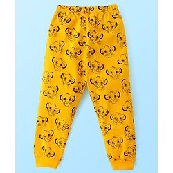 Babyhug Disney 100% Cotton Knit Single Jersey Half Sleeve Night Suit with Lion King Graphics - White & Yellow