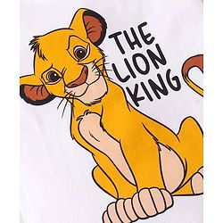 Babyhug Disney 100% Cotton Knit Single Jersey Half Sleeve Night Suit with Lion King Graphics - White & Yellow