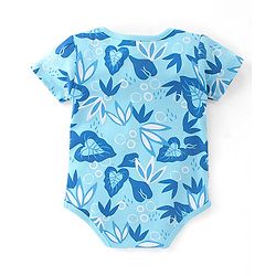 Babyhug Disney 100% Cotton Knit Half Sleeves Onesie With Lion King Print - Blue