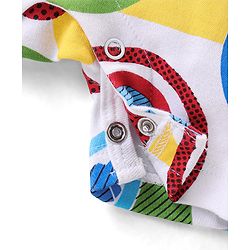 Babyhug Marvel Cotton Knit  Half Sleeves Romper with Pocket & Avengers  Print - Multicolour