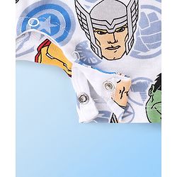 Babyhug Marvel 100% Cotton Knit  Half Sleeves Romper Avengers Print - Blue