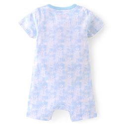 Babyhug Disney Cotton Knit Half Sleeves Romper Tie & Dye With Mickey Mouse Graphics - Blue