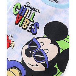 Babyhug Disney Cotton Knit Half Sleeves Romper Tie & Dye With Mickey Mouse Graphics - Blue
