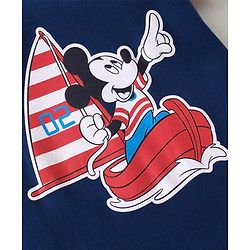 Babyhug Disney 100% Cotton Knit Half Sleeves Romper with Mickey Mouse Graphics - Navy Blue