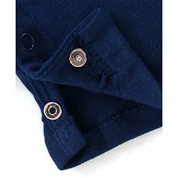 Babyhug Disney 100% Cotton Knit Half Sleeves Romper with Mickey Mouse Graphics - Navy Blue