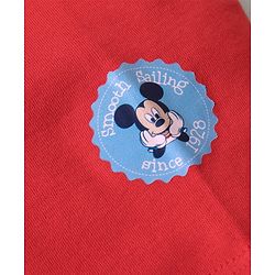 Babyhug Disney 100% Cotton Knit Half Sleeves Romper with Mickey Mouse Graphics - Navy Blue