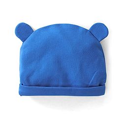 Babyhug Disney Interlock Cotton Knit Half Sleeves  Romper with Cap & Winnie the Pooh Graphics - Blue