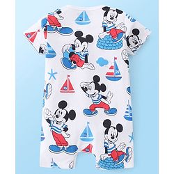 Babyhug Disney Interlock Cotton Knit Half Sleeves Rompers Star & Mickey Mouse Print Pack of 2 - Red & White