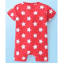 Babyhug Disney Interlock Cotton Knit Half Sleeves Rompers Star & Mickey Mouse Print Pack of 2 - Red & White