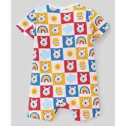 Babyhug Disney Interlock Cotton Knit Half Sleeves Romper Winnie The Pooh Print Pack of 2 - Multicolour