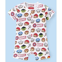 Babyhug Marvel Interlock Cotton Knit Half Sleeves Rompers Star & Avenger Print Pack of 2 - Multicolour