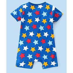 Babyhug Marvel Interlock Cotton Knit Half Sleeves Rompers Star & Avenger Print Pack of 2 - Multicolour