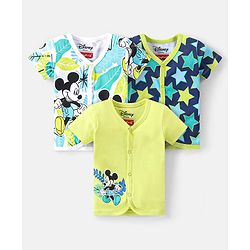 Babyhug Disney 100% Cotton Knit Half Sleeves Jhablas With Mickey Mouse Print Pack of 3 - Multicolour