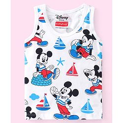 Babyhug Disney 100% Cotton Knit Sleeveless Star & Mickey Mouse Print Sando Pack of 3 - Multicolour