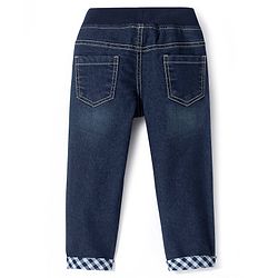 Babyhug Full Length Solid Color Denim Jeans With Stretch - Blue