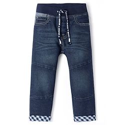 Babyhug Full Length Solid Color Denim Jeans With Stretch - Blue