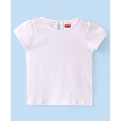 Babyhug Denim Woven Frocks with Half Sleeves T-Shirt Floral Print - Navy Blue