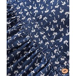 Babyhug Denim Woven Frocks with Half Sleeves T-Shirt Floral Print - Navy Blue