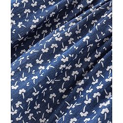 Babyhug Denim Woven Frocks with Half Sleeves T-Shirt Floral Print - Navy Blue
