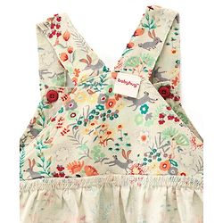 Babyhug Sleeveless Floral Print Frock with Inner T-Shirt  Solid Colour  -  Red & Cream