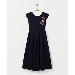 Babyhug Short Sleeves Party Wear Gown Sequined Design - Navy