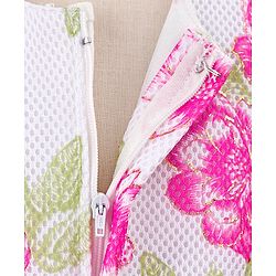 Babyhug Sleeveless Tiered Party Frock Floral Design - Pink