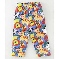 Babyhug Single Jersey Knit Half Sleeves Animal Print Night Suit - Multicolor