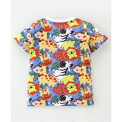 Babyhug Single Jersey Knit Half Sleeves Animal Print Night Suit - Multicolor