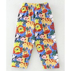 Babyhug Single Jersey Knit Half Sleeves Animal Print Night Suit - Multicolor