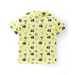 Babyhug Cotton Knit Half Sleeves Night Suit Elephant Print - Yellow