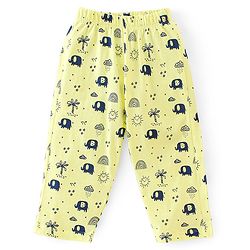 Babyhug Cotton Knit Half Sleeves Night Suit Elephant Print - Yellow