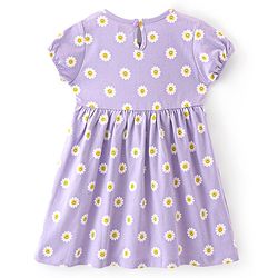 Babyhug 100% Cotton Single Jersey Knit Half Sleeves Frock With Bloomer Floral Print - Purple