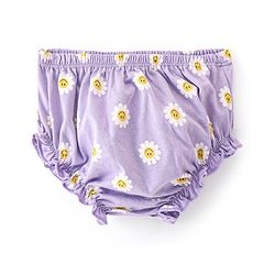 Babyhug 100% Cotton Single Jersey Knit Half Sleeves Frock With Bloomer Floral Print - Purple