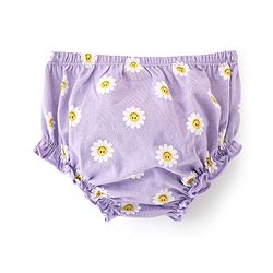 Babyhug 100% Cotton Single Jersey Knit Half Sleeves Frock With Bloomer Floral Print - Purple