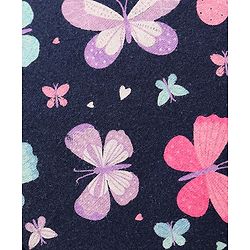 Babyhug 100% Cotton Single Jersey Knit Half Sleeves Frock With Bloomer Butterfly Print - Navy Blue