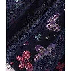 Babyhug 100% Cotton Single Jersey Knit Half Sleeves Frock With Bloomer Butterfly Print - Navy Blue