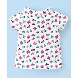 Babyhug Single Jersey Cotton Knit Half Sleeves Night Suit Butterfly Print - White