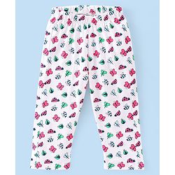Babyhug Single Jersey Cotton Knit Half Sleeves Night Suit Butterfly Print - White