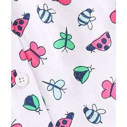 Babyhug Single Jersey Cotton Knit Half Sleeves Night Suit Butterfly Print - White